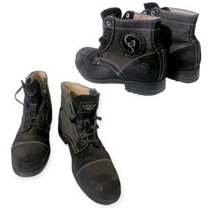 G-STAR RAW Denim & Suede Leather Tie-Up Boots Mens 7 Black Style GS11036…Grunge